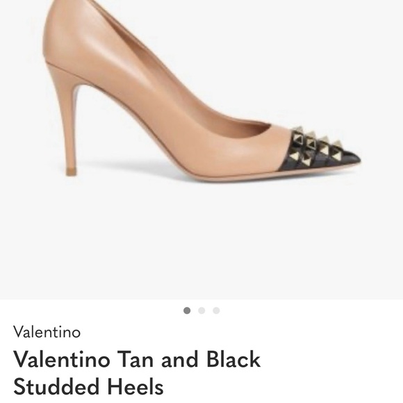 Valentino Beige and Black Studded Heels - Picture 1 of 2